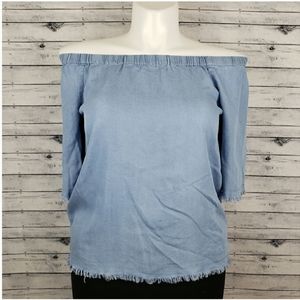 Melrose & Market Boho Chambray Off Shoulder Top